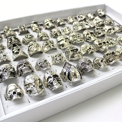 Stackable Rings for Women - Punk Ring Set 20Pcs Spider Skull Poker Design Men's Fashion Streetwear - product detail view 5