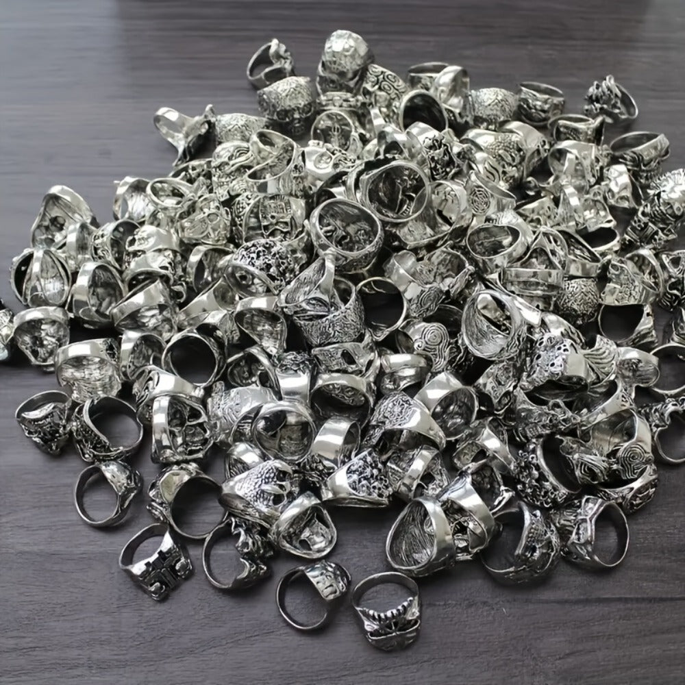 Stackable Rings for Women - Punk Ring Set 20Pcs Spider Skull Poker Design Men's Fashion Streetwear - product detail view 7