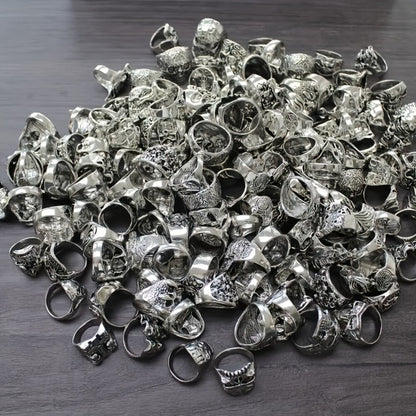 Stackable Rings for Women - Punk Ring Set 20Pcs Spider Skull Poker Design Men's Fashion Streetwear - product detail view 7