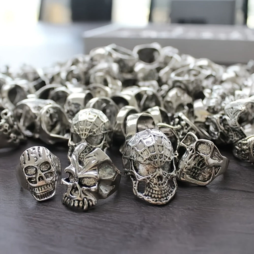 Stackable Rings for Women - Punk Ring Set 20Pcs Spider Skull Poker Design Men's Fashion Streetwear - product detail view 8