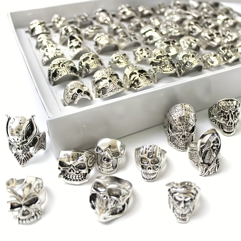 Stackable Rings for Women - Punk Ring Set 20Pcs Spider Skull Poker Design Men's Fashion Streetwear - product detail view 9