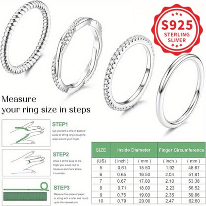 Stackable Rings for Women - Ring Set 4pcs 925 Sterling Silver Twist Halo Zirconia for Gold Silver - product detail view 4