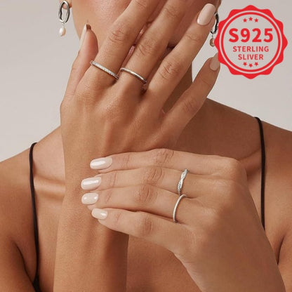 Stackable Rings for Women - Ring Set 4pcs 925 Sterling Silver Twist Halo Zirconia for Gold Silver - product detail view 5
