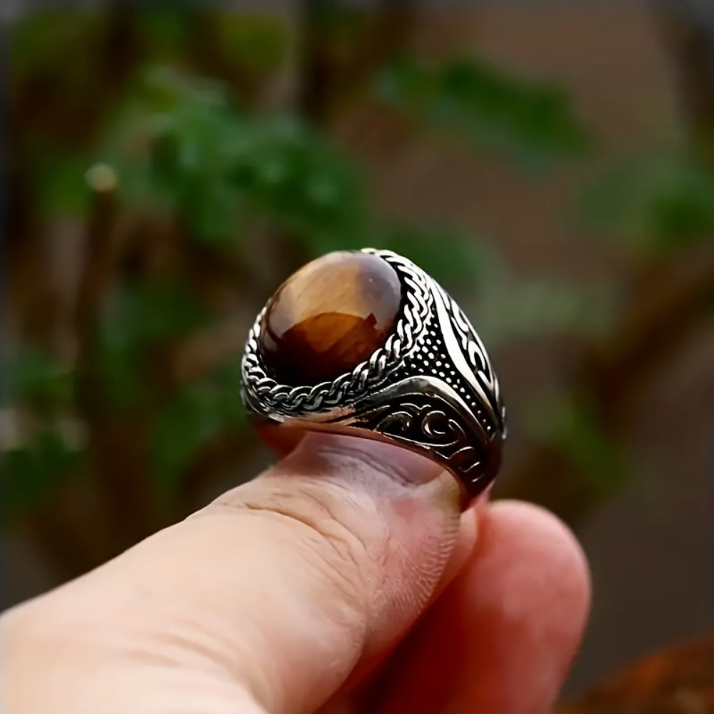 Stackable Rings for Women - Men's Cocktail Set 4pcs - Black Carved Faux Gem Business , Stacking Band - product detail view 8