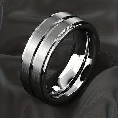 Stackable Rings for Women - Men's Ring Set 4 Pieces Stainless Steel Tire Pattern Blue Black - product detail view 3
