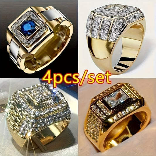 Stackable Rings for Women - Men's Set of 4 - Luxury Business Signet for Men, Wedding & Engagement - main product view