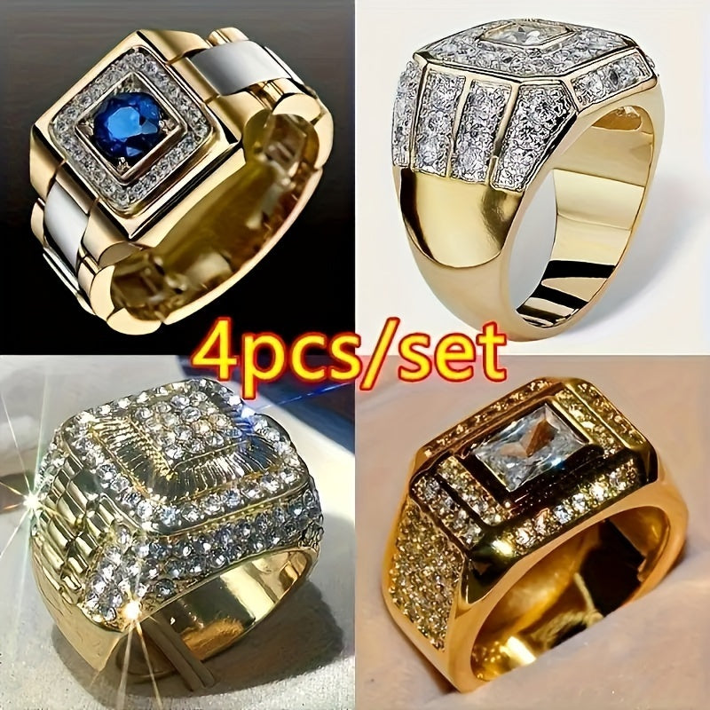 Stackable Rings for Women - Men's Set of 4 - Luxury Business Signet for Men, Wedding & Engagement - product detail view 11