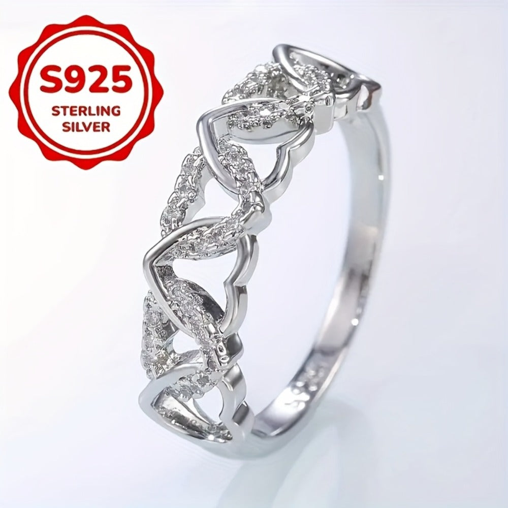 Stackable Rings for Women - S925 Sterling Silver Heart Ring for - Creative Love Surrounding Stacking - product detail view 2
