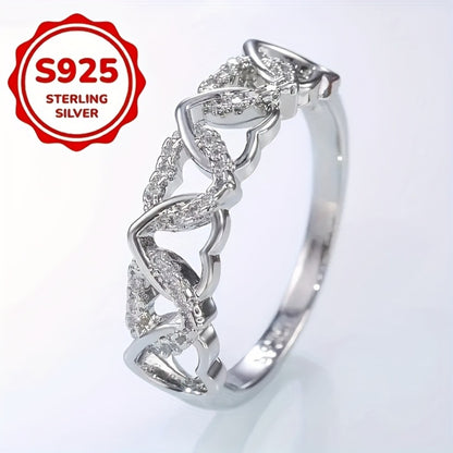 Stackable Rings for Women - S925 Sterling Silver Heart Ring for - Creative Love Surrounding Stacking - product detail view 2