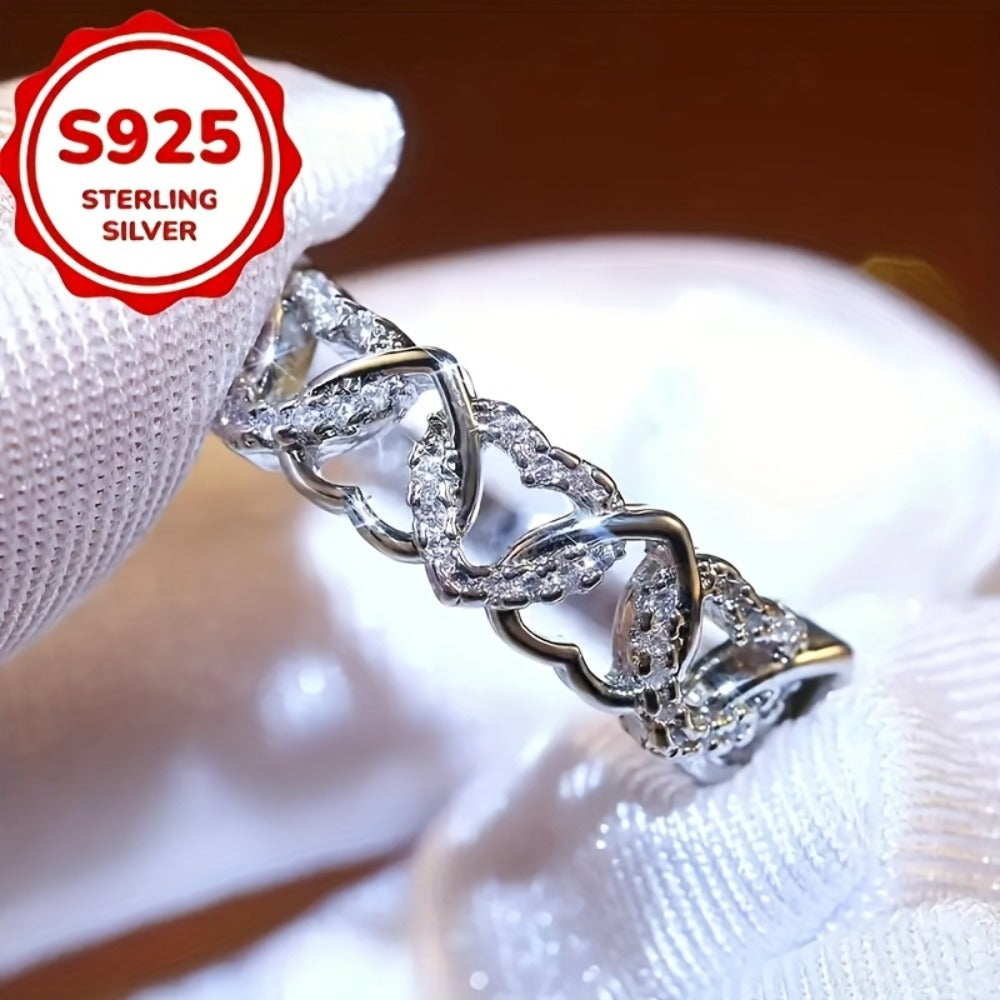 Stackable Rings for Women - S925 Sterling Silver Heart Ring for - Creative Love Surrounding Stacking - product detail view 3