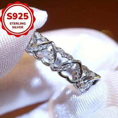 Stackable Rings for Women - S925 Sterling Silver Heart Ring for - Creative Love Surrounding Stacking - product detail view 3