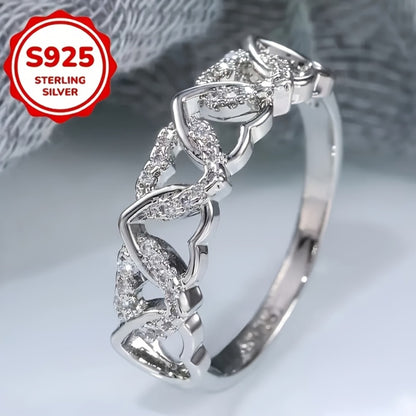 Stackable Rings for Women - S925 Sterling Silver Heart Ring for - Creative Love Surrounding Stacking - product detail view 5
