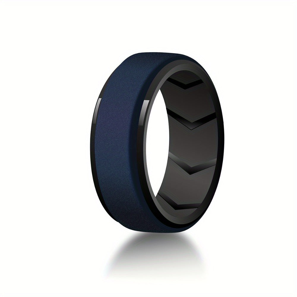 Stackable Rings for Women - Silicone Wedding for Men 7 Pack - 8mm Wide Breathable Step Edge Sport - product detail view 3