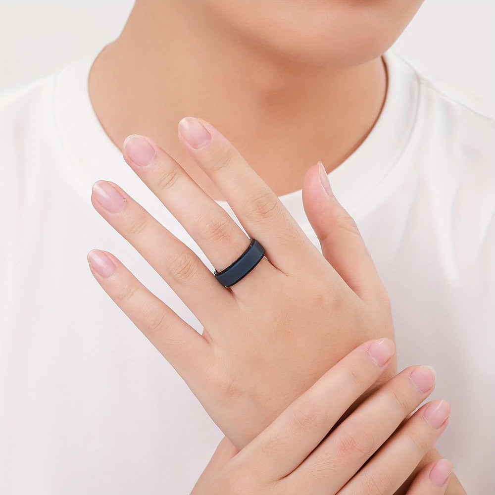 Stackable Rings for Women - Silicone Wedding for Men 7 Pack - 8mm Wide Breathable Step Edge Sport - product detail view 6