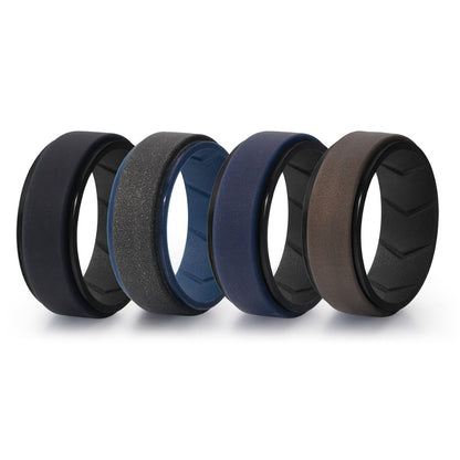 Stackable Rings for Women - Silicone Wedding for Men 7 Pack - 8mm Wide Breathable Step Edge Sport - product detail view 7
