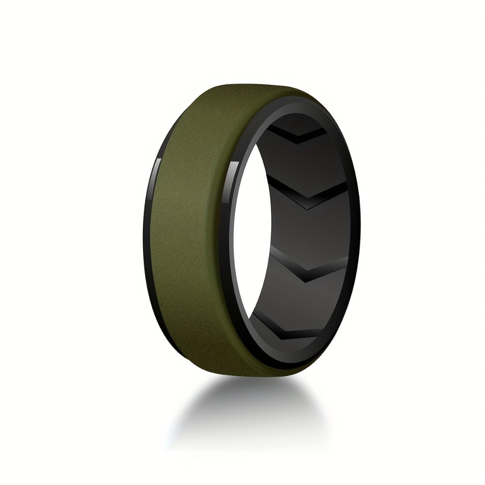 Stackable Rings for Women - Silicone Wedding for Men 7 Pack - 8mm Wide Breathable Step Edge Sport - product detail view 8