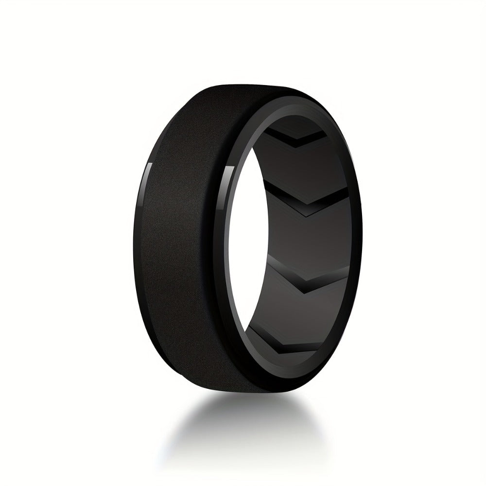 Stackable Rings for Women - Silicone Wedding for Men 7 Pack - 8mm Wide Breathable Step Edge Sport - product detail view 12