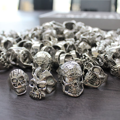 Stackable Rings for Women - Skull Ring Wholesale Punk Gothic Biker Skeleton Vintage Band 30 or 50 - main product view