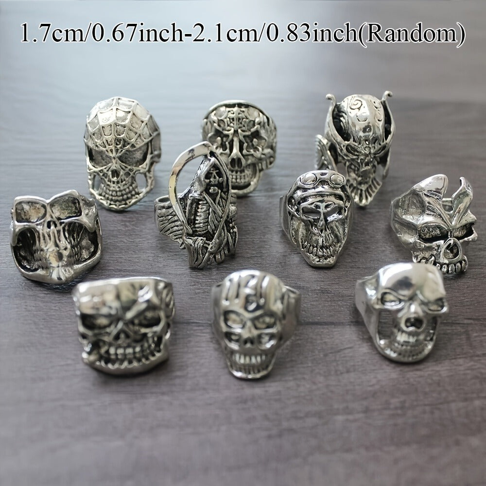 Stackable Rings for Women - Skull Ring Wholesale Punk Gothic Biker Skeleton Vintage Band 30 or 50 - product detail view 2