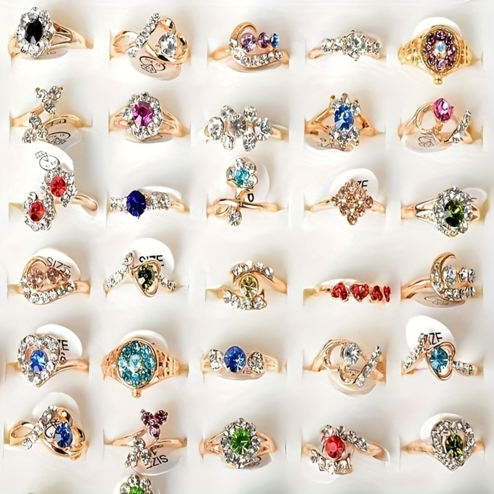 Stackable Rings for Women - Stacking Set 10Pcs Stainless Steel Colorful Faux Gem Adjustable - main product view