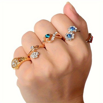 Stackable Rings for Women - Stacking Set 10Pcs Stainless Steel Colorful Faux Gem Adjustable - product detail view 8
