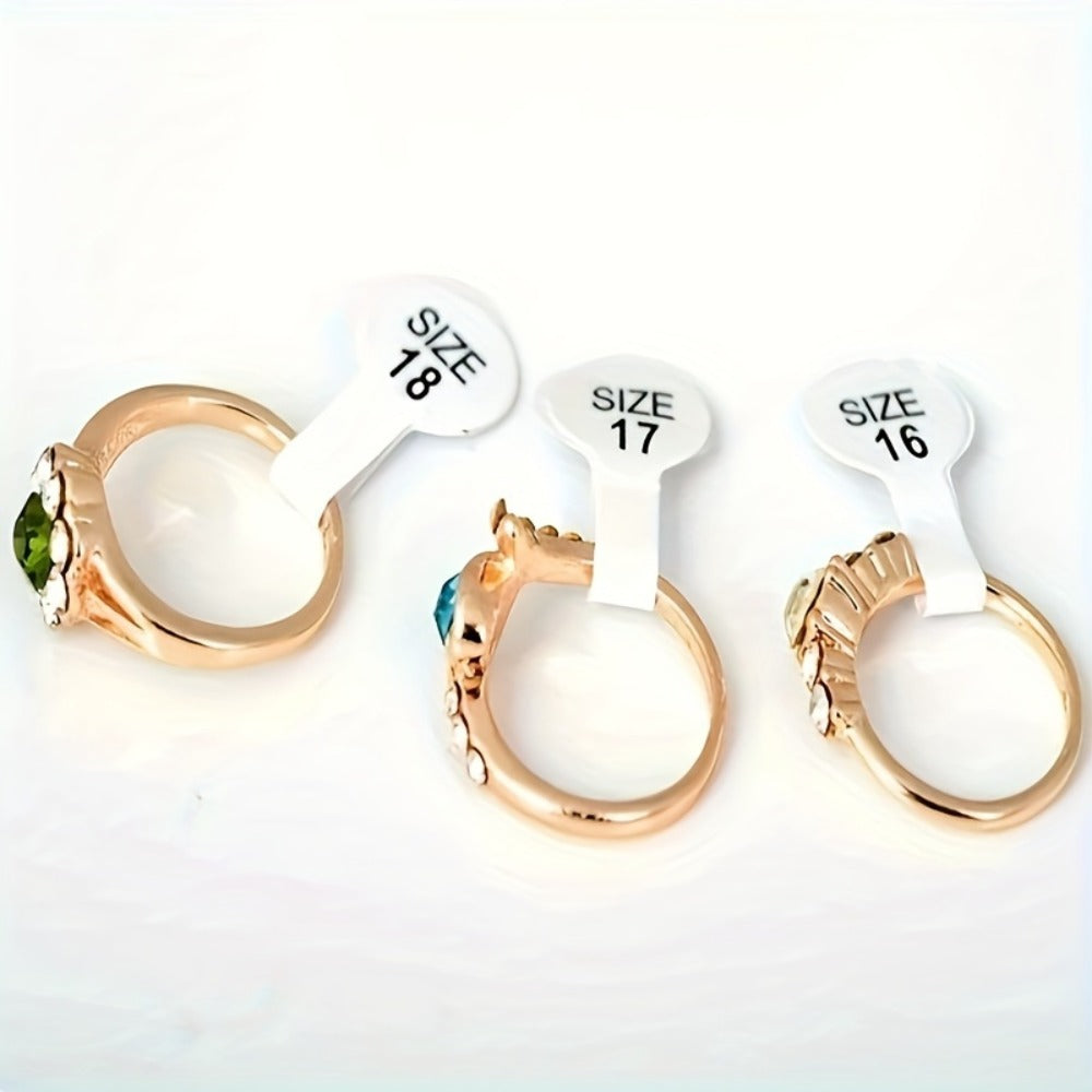 Stackable Rings for Women - Stacking Set 10Pcs Stainless Steel Colorful Faux Gem Adjustable - product detail view 9