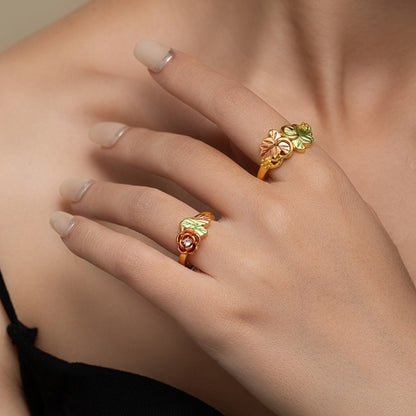 Stackable Rings for Women - Stainless Steel Leaf Ring Set 4 Pieces Exquisite Nature-Inspired for - product detail view 8