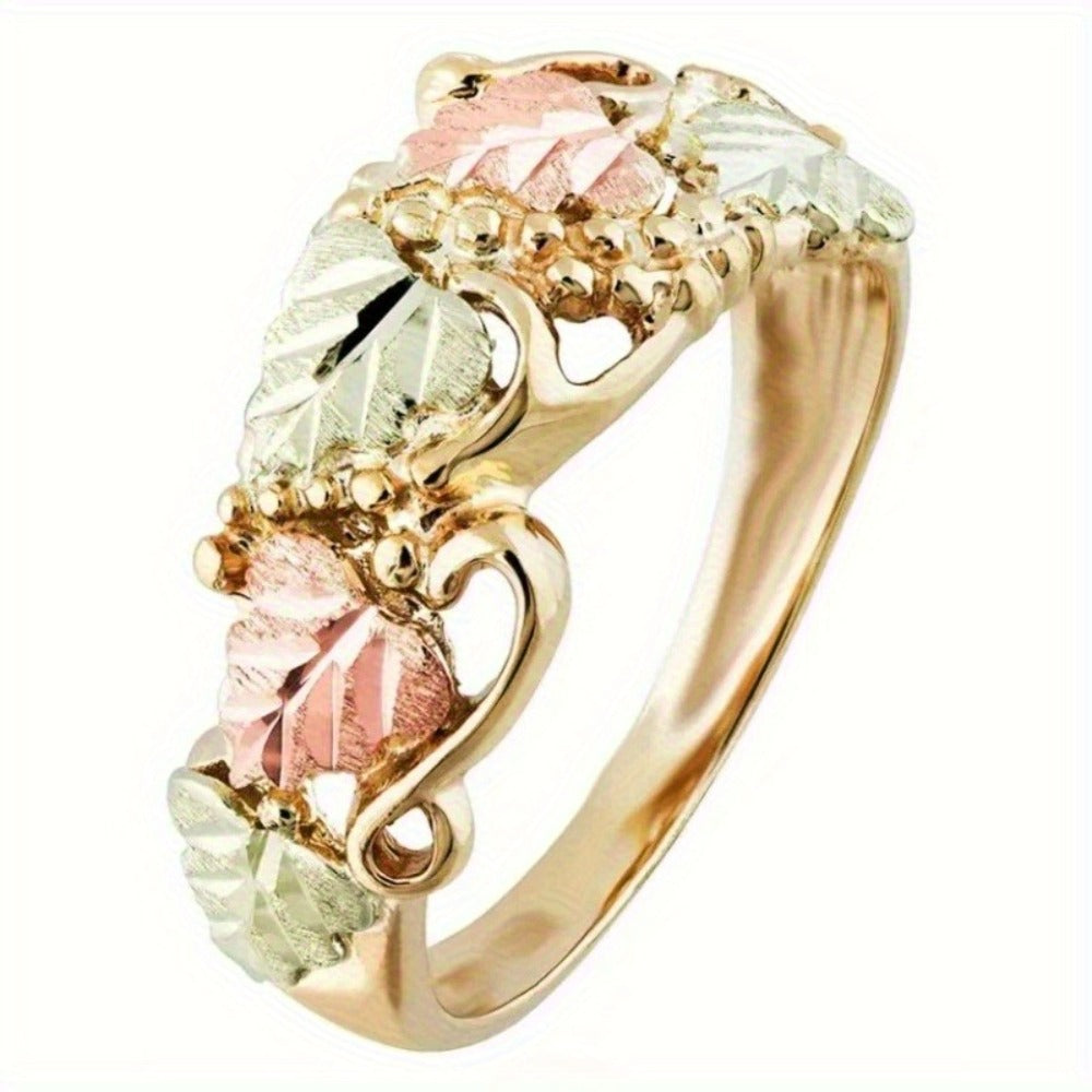 Stackable Rings for Women - Stainless Steel Leaf Ring Set 4 Pieces Exquisite Nature-Inspired for - product detail view 10