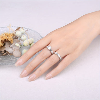 Stackable Rings for Women - Wedding Engagement Ring Set 925 Sterling Silver Infinity Knot Round Cut CZ - product detail view