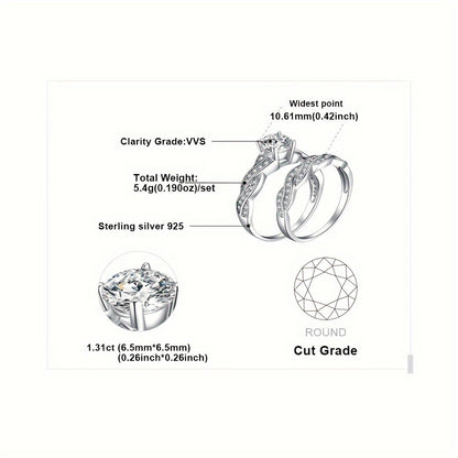 Stackable Rings for Women - Wedding Engagement Ring Set 925 Sterling Silver Infinity Knot Round Cut CZ - product detail view