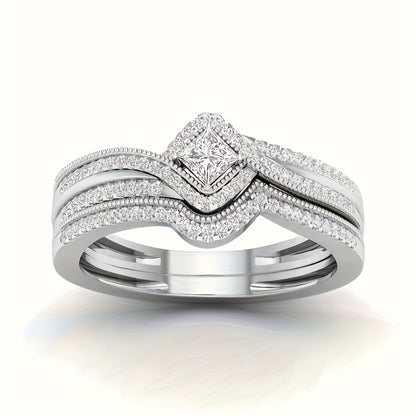 Stackable Rings for Women - Wedding Ring Set for 9pcs - Princess Bridal Engagement with Synthetic - product detail view 5
