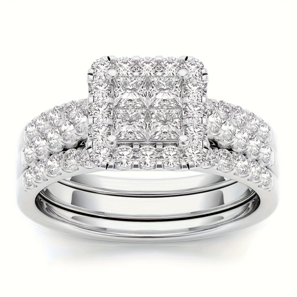 Stackable Rings for Women - Wedding Ring Set for 9pcs - Princess Bridal Engagement with Synthetic - product detail view 8