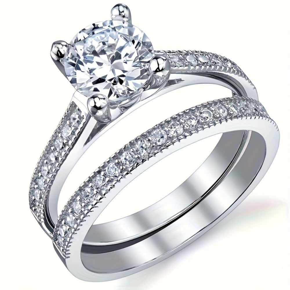 Stackable Rings for Women - Wedding Ring Set for 9pcs - Princess Bridal Engagement with Synthetic - product detail view 9