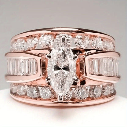 Stackable Rings for Women - Wide Band Ring Set 2Pcs for - Vintage Elegant Engagement Ring Set, Silver - product detail view 4