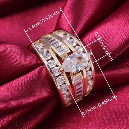 Stackable Rings for Women - Wide Band Ring Set 2Pcs for - Vintage Elegant Engagement Ring Set, Silver - product detail view 8