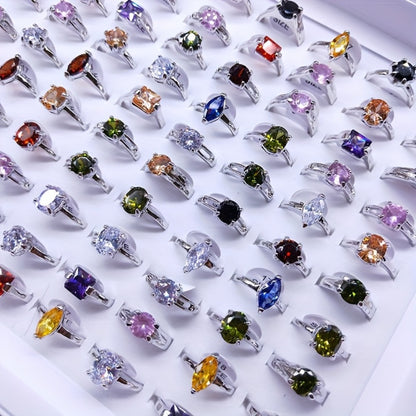 Stackable Rings for Women - Zirconia Geometric Ring Set 25pcs Shimmering in Gold & Silver, Multi-Color - main product view