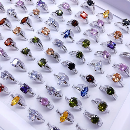 Stackable Rings for Women - Zirconia Geometric Ring Set 25pcs Shimmering in Gold & Silver, Multi-Color - main product view
