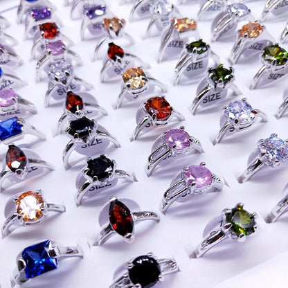 Stackable Rings for Women - Zirconia Geometric Ring Set 25pcs Shimmering in Gold & Silver, Multi-Color - product detail view