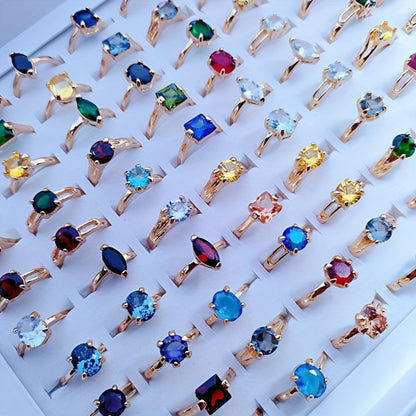 Stackable Rings for Women - Zirconia Geometric Ring Set 25pcs Shimmering in Gold & Silver, Multi-Color - product detail view