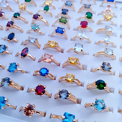 Stackable Rings for Women - Zirconia Geometric Ring Set 25pcs Shimmering in Gold & Silver, Multi-Color - product detail view