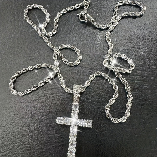 Sterling Silver Cross Necklace - 925 Silver Cross Pendant, Multi-Chain Options - main product view