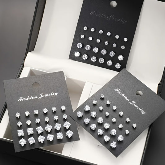 Stud Earrings for Women - 925 Silver Stud Set, 36 Assorted Pairs - main product view
