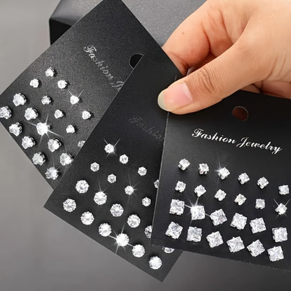 Stud Earrings for Women - 925 Silver Stud Set, 36 Assorted Pairs - product detail view 2