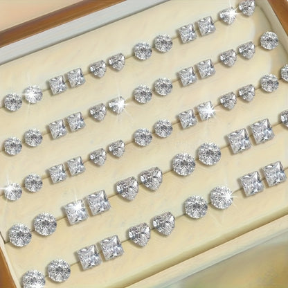 Stud Earrings for Women - 925 Silver Stud Set, 36 Assorted Pairs - product detail view 3