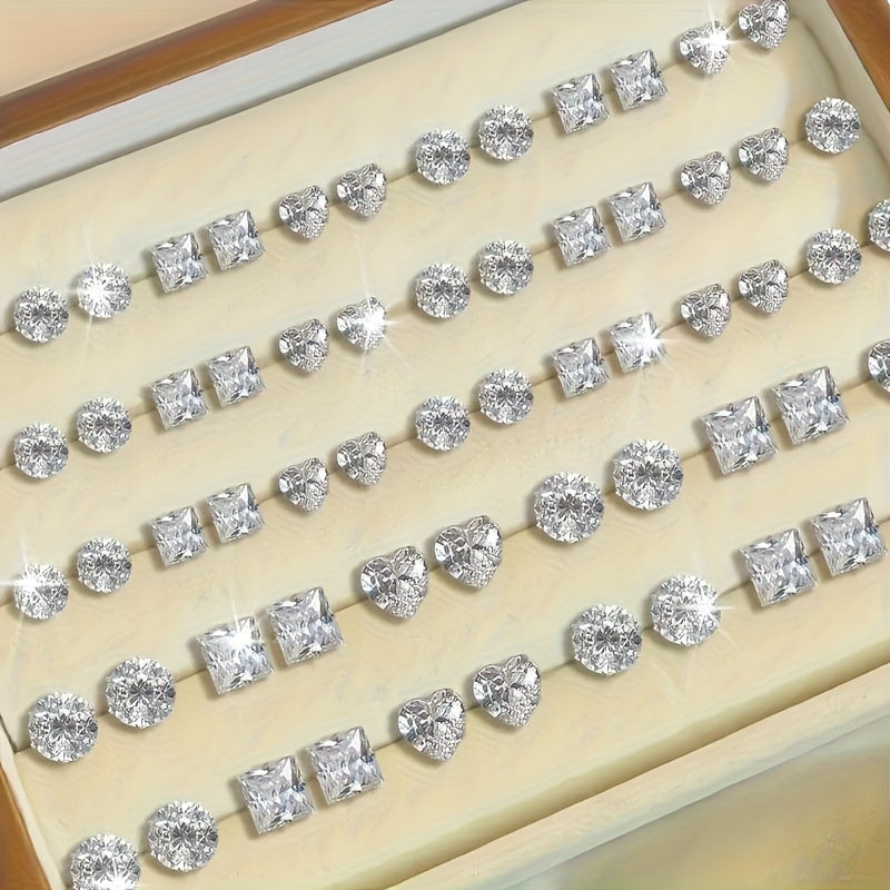 Stud Earrings for Women - 925 Silver Stud Set, 36 Assorted Pairs - product detail view 6
