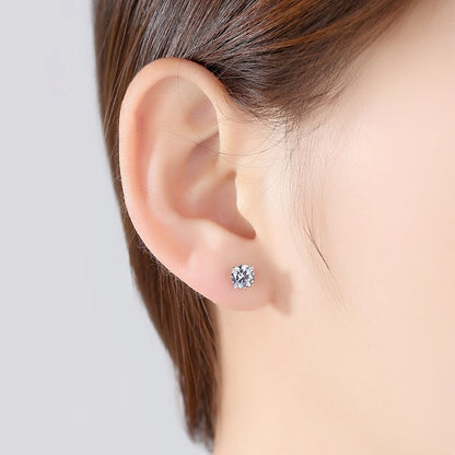 Stud Earrings for Women - 925 Sterling Silver Round Set 3 Pairs 4mm 5mm 6mm Hypoallergenic - product detail view 8
