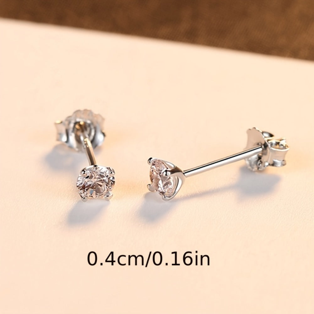 Stud Earrings for Women - 925 Sterling Silver Round Set 3 Pairs 4mm 5mm 6mm Hypoallergenic - product detail view 13