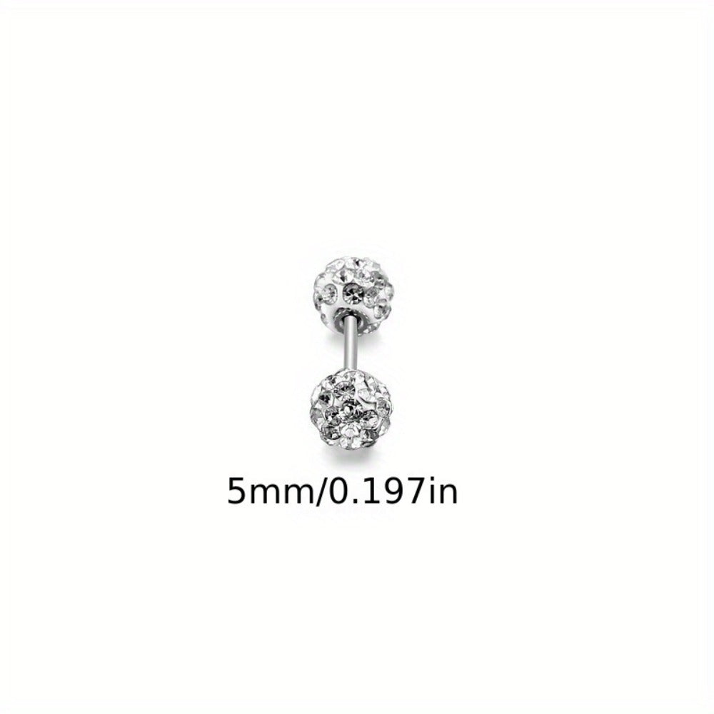 Stud Earrings for Women - 925 Sterling Silver Zirconia Ball Set 4 Pieces Spherical CZ Inlay for - product detail view 10