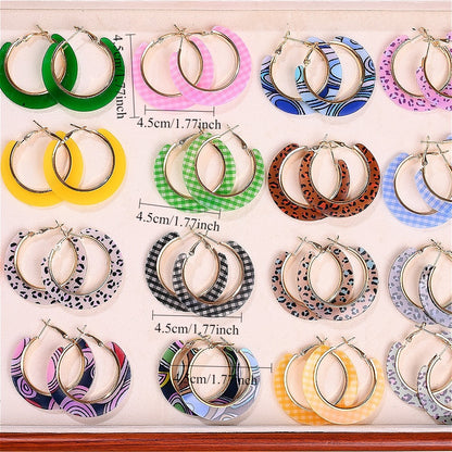 Stud Earrings for Women - Leopard Print Earring Set 5 Pairs (10pcs) Retro Round Multi-Style & Dangle - product detail view 2