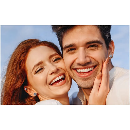 Stud Earrings for Women - Magnetic Clip On No Piercing 4 Pairs - Hypoallergenic Stainless Steel Fake - product detail view 2